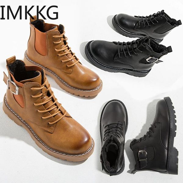

boots motorcycle ladies vintage combat autumn army punk goth women biker pu leather short, Black