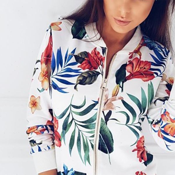

5xl plus size casual floral print women jacket spring summer slim bomber jacket women vintage long sleeve zipper jacket, Black;brown