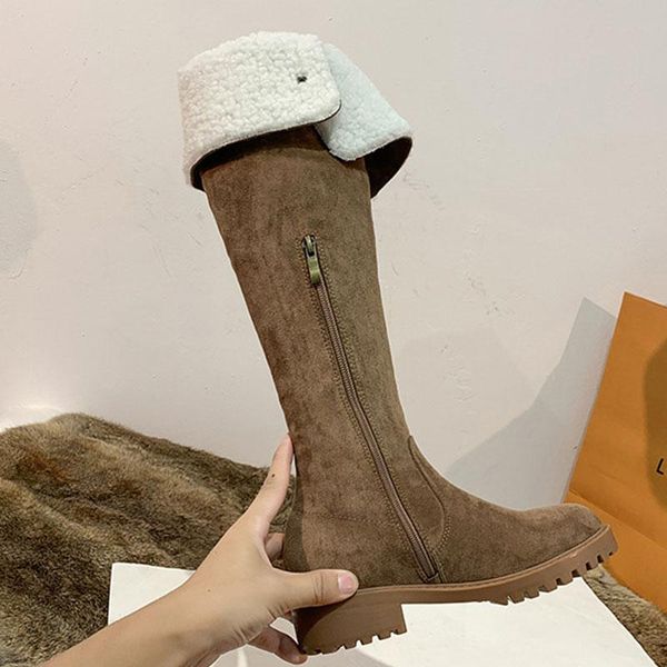 

boots women shoes casual kid suede brand design round toe flat low heels ladies snow, Black