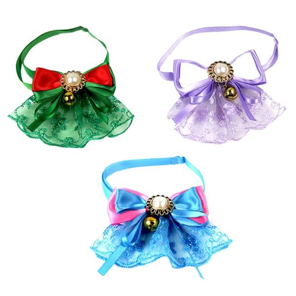 

dog collars & leashes pet accessoriespet bowtiechristmas double-layer bowtiepet wedding tielace bellscat collardog accessories