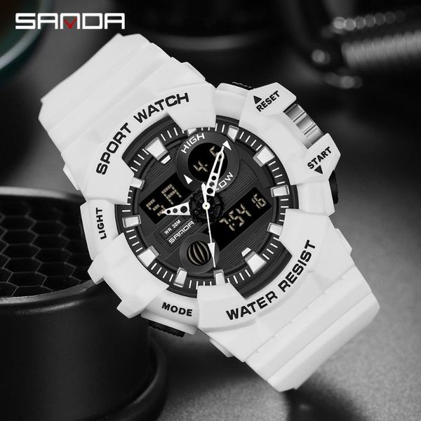 

wristwatches sanda brand electronic sports men's watches luxury military quartz watch men waterproof relogio masculino, Slivery;brown