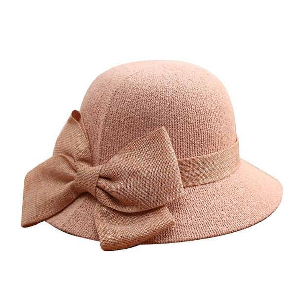 

wide brim hats straw hat womens summer bow fisherman's dome beach sun visor versatile bucket fashion elegant, Blue;gray
