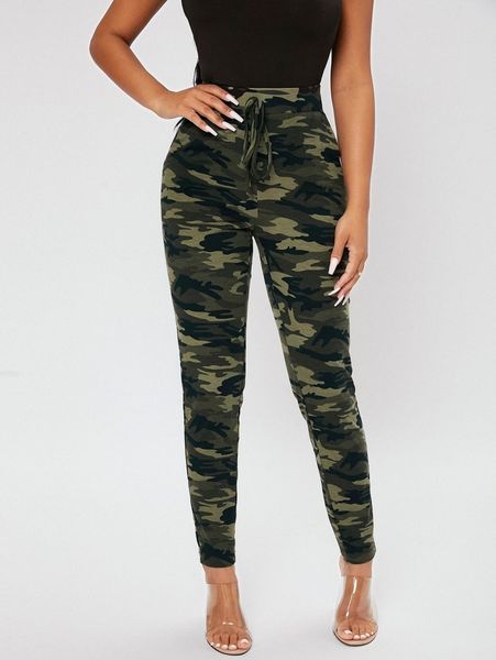 

petite camo print skinny pants e5yq#, Black;white