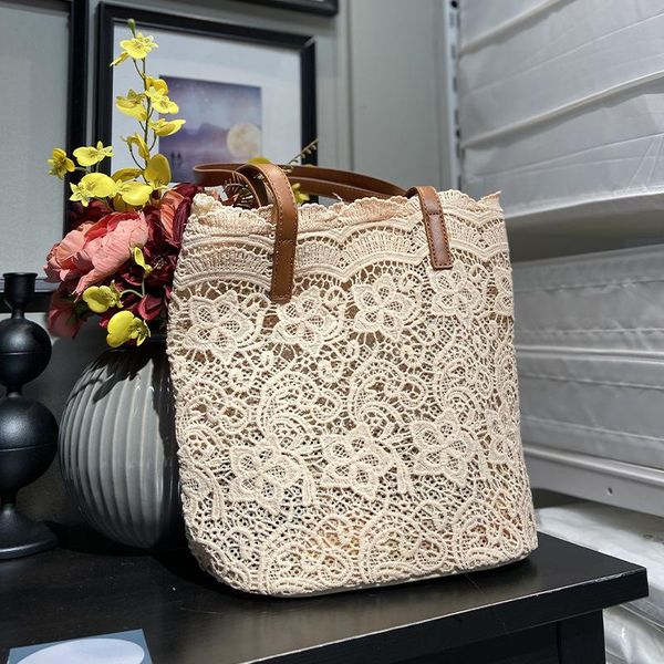 

evening bags summer girl lace shoulder bag women handbag female tote big capacity foldable travel beach crossbody