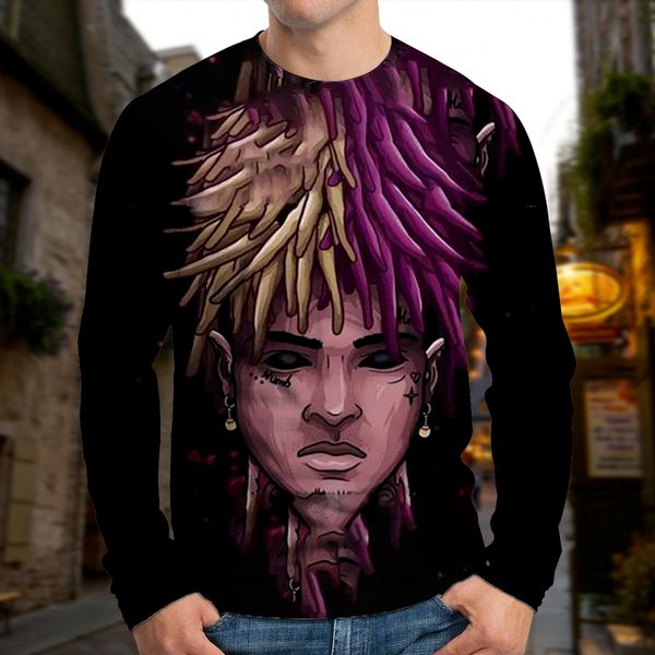 

men's european and killer matt hairstyle 3d t-shirt party street wear round neck long sleeve xl print daily top, White;black