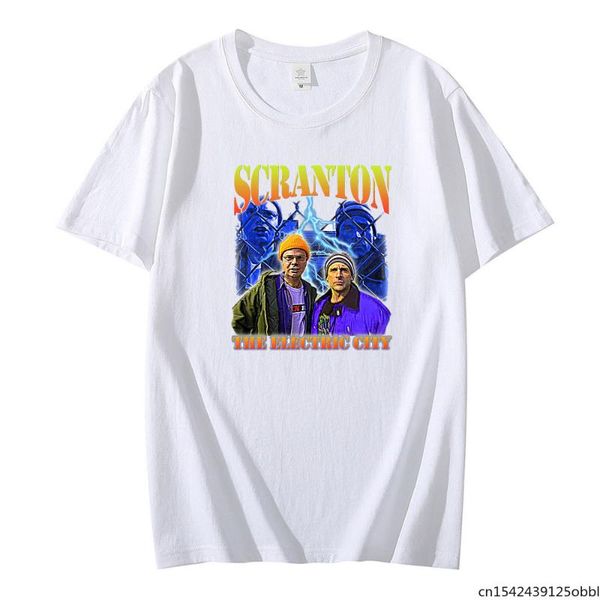 

men's t-shirts scranton the electric city t shirt men summer male tees oversized, White;black