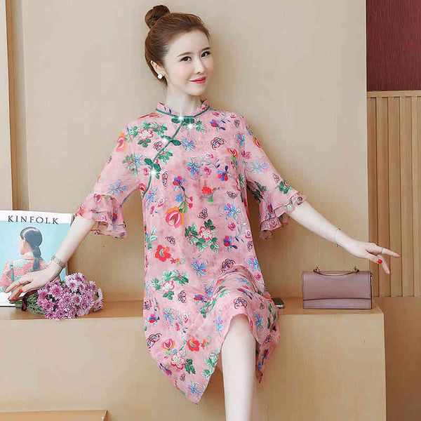 

casual dresses chinese modern improve cheongsam oriental women's traditional elegant print for womens h4zq, Black;gray