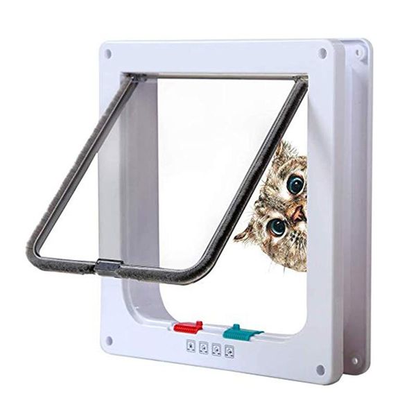 

cat carriers,crates & houses dog flap door with 4 way locking, quiet pet doors for cats,weatherproof cats small dogs, easy installation