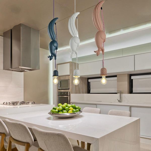 

pendant lamps modern squirrel shape led lights pink blue white e27 hanging lamp for living room chinldren reading bedroom