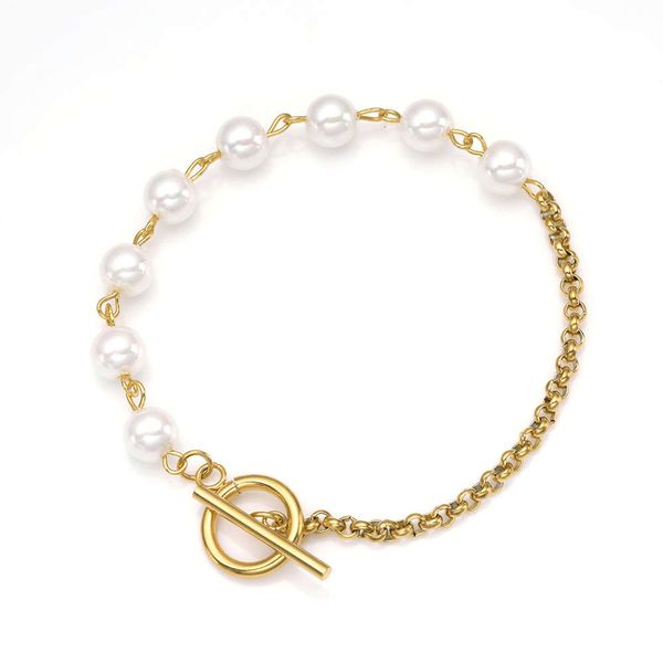 

,bracelet korean personalized bracelet gold plated ot pearl fashion pearl titanium steel bracelet, Golden;silver
