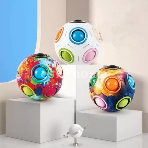 Bomboniere Arcobaleno Sacchetto sferico Palla magica Gioco di puzzle con abbinamento di colori Giocattoli di agitazione Palla antistress Rompicapo per bambini