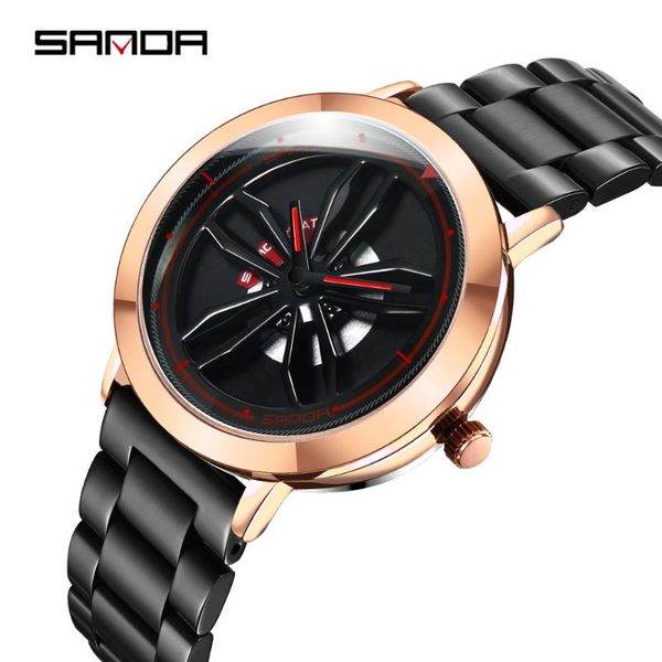 

wristwatches mens watches sanda military leather mesh steel analog watch male quartz clock men's sport waterproof cool men, Slivery;brown
