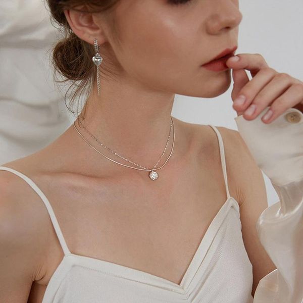 

pendant necklaces jewelry with temperament necklace clavicle chain six-pointed star round accessory for female gift, Silver
