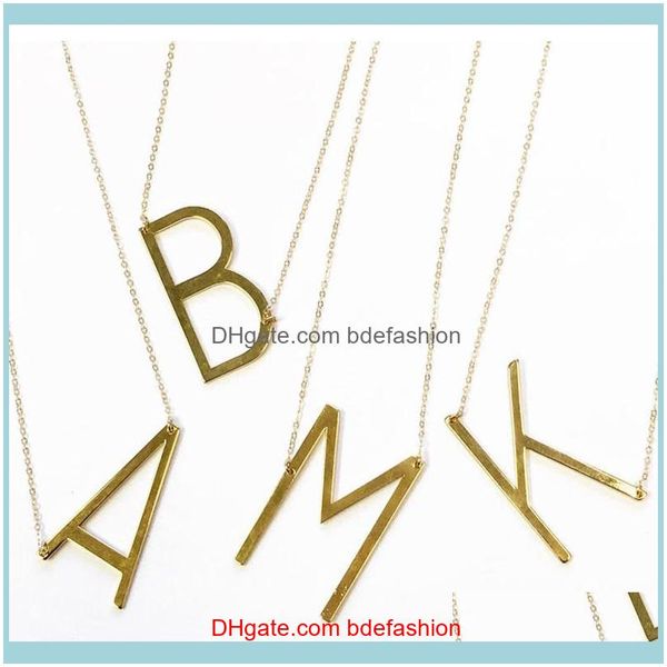 

necklaces & pendants jewelryletter necklace titanium steel ipg14k gold plated european and american fashion long chain style chokers drop de, Golden;silver