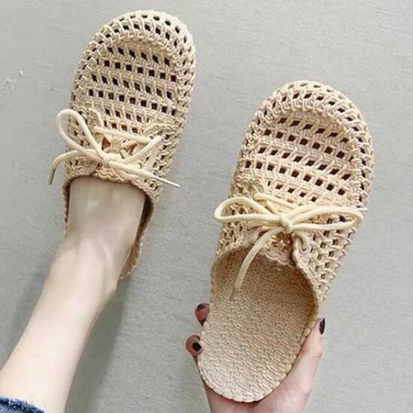 

summer women's slippers woman non-slip slides female hollow out breathable flat women home indoor shoes qq63 210625, Black