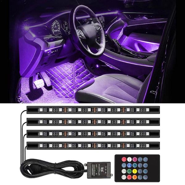 

interior&external lights car interior atmosphere light strip usb led rgb dash floor foot colorful music sound control lamp with remote