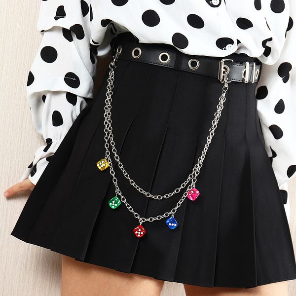 

punk hip hop metal pants personality simple mixed color resin pendant waist chain accessories, Silver
