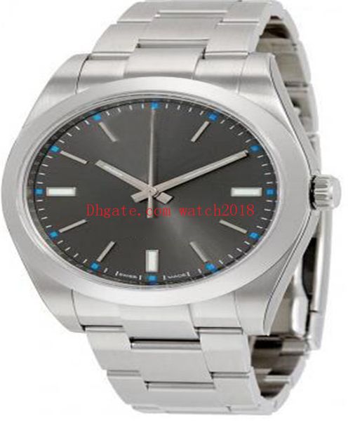 

luxury men's watches mechanical automatic 39mm 114300 gray blue dial silver stainless steel bracelet fashion wristwatches, Slivery;brown