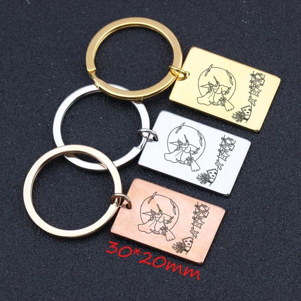 

keychains witch and broom keychain for halloween celebration gift fashion stainless steel decorations keyfobs jewelry, Silver