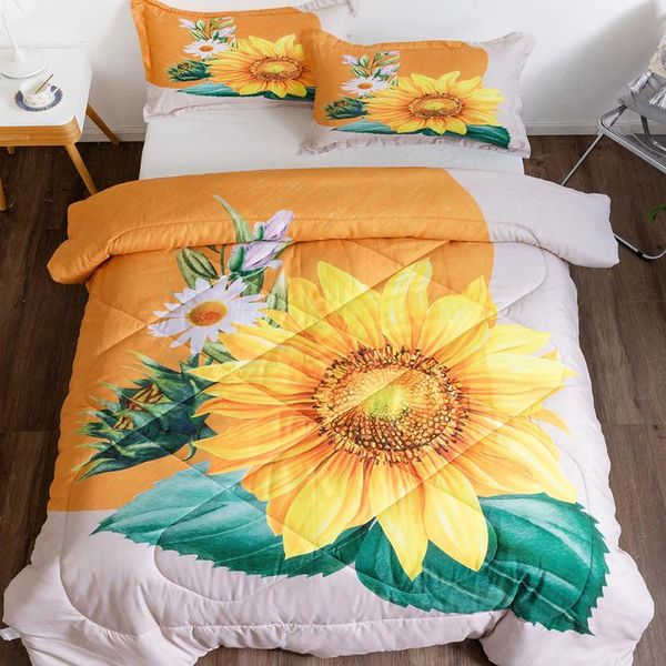 

comforters & sets children comforter bedding set microfiber fabric 3d sunflower print duvet with pillowcase quilt twin