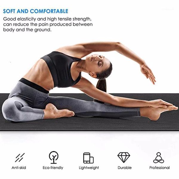

new non slip yoga mat roll up pillates gym fitness equiptment large size soft comfortable pvc exercise pilates1