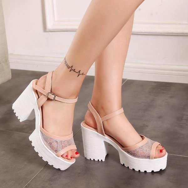 

sandals 2021 summer luxury buckle black shoes for women high heels open toe large size fashion beige high-heeled peep big girls
