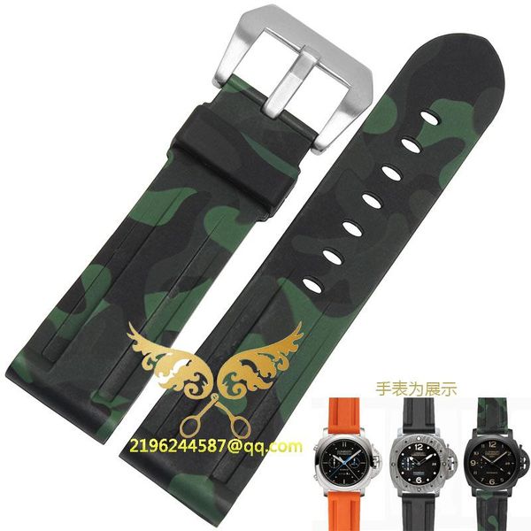 

watch bands 22mm 24mm black silicone strap for pam 114 111 wristband waterproof soft and comfortable, Black;brown