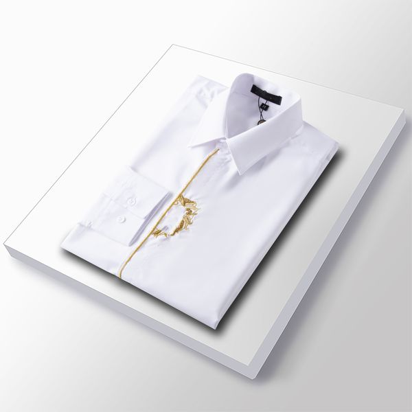 

2021 luxurys designers mens dress shirts bussiness wine recepti a cocktail diess shirt printed men v neck long sleeved casua#l -3xlmen04, White;black