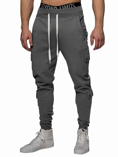 

men drawstring waist flap pocket sweatpants r8lm#, Black