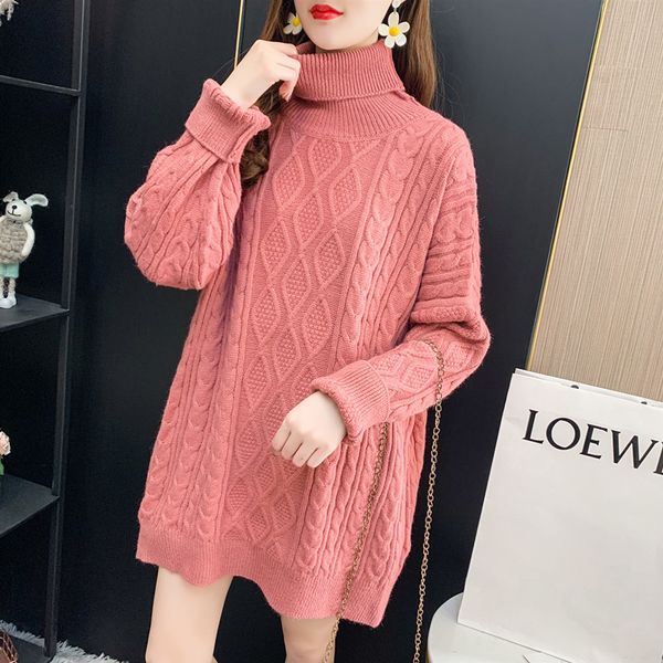 

women's sweaters dry winter turtleneck women's knitted sweater 5 colours korean loose long pullovers sleeve 2n8o, White;black