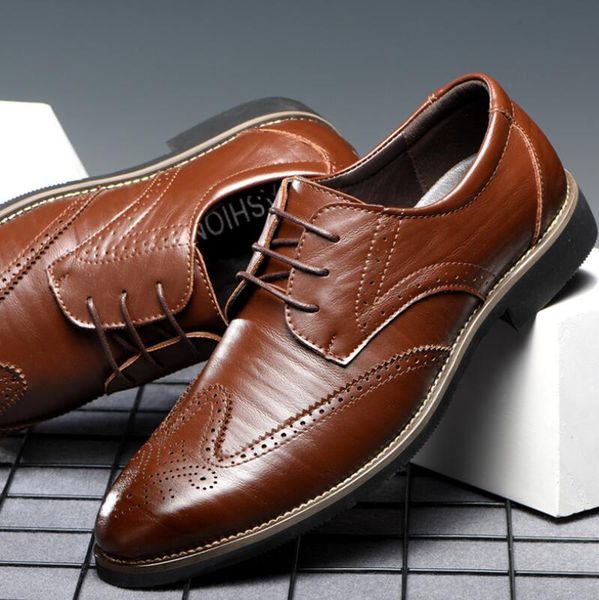 

dress shoes men brock casual lace-up solid color comfort male pointed toe breathable lightweight footwear business oxford, Black