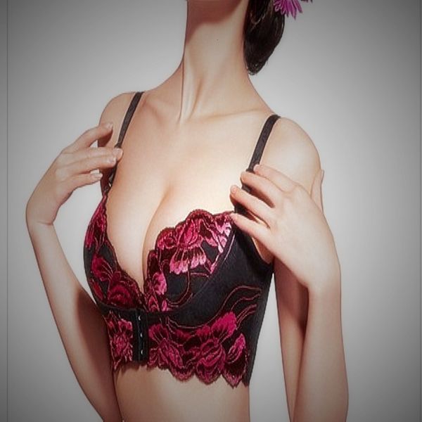 

silicone thick cup with steel ring adjustable gathered bra suit, Red;black