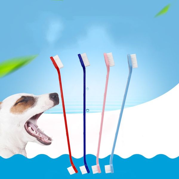 Double Head Animais de estimação Toothbrushe Portable Cão Profissional Toothbrushe Escova de dentes conveniente para limpar os dentes de estimação 53 v2