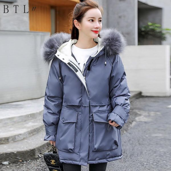 

fashion new winter women's cotton school jacket short coats sheer leather loose fluffy jacket korean warmth women's clothing par, Tan;black