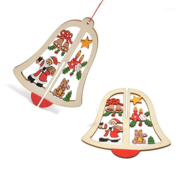 

christmas decorations wood bell tree pendant wooden house craft xmas decor gifts ornamen1