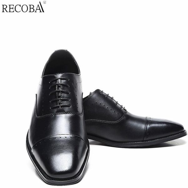

dress shoes recoba leather men's casual office black elegant fashion wedding 6