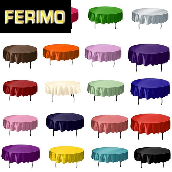 

table cloth 1pcs 145 x 145cm round satin tablecloth cover tableware for restaurant el banquet home wedding party decoration