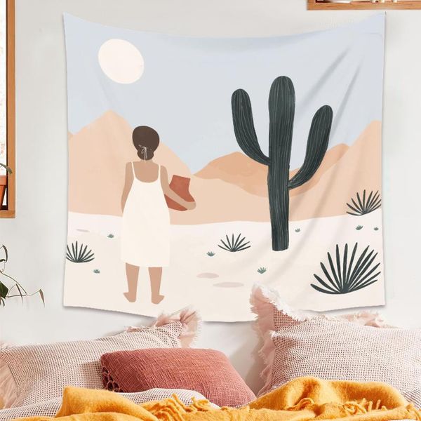 

tapestries cilected ins desert cactus tapestry wall blanket mountain sun landscape hanging window curtain bedroom farmhouse decoration