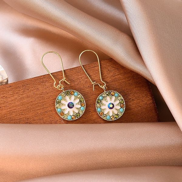 

trendy round earrings baroque color french romantic disc national style baida, Golden;silver