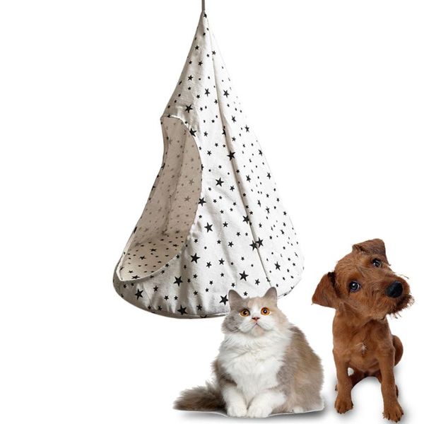 

cat beds & furniture breathable linen sponge tent hanging cage cover creative pet supplies hammock bed cone shape