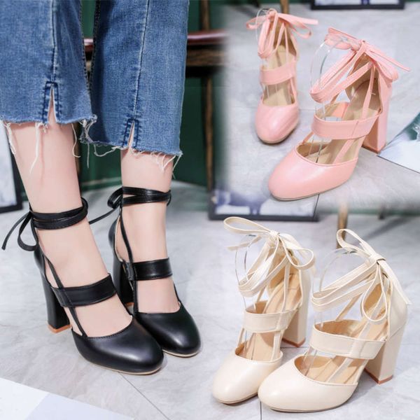 

summer high heels thick large women's sandals 34-43, Black