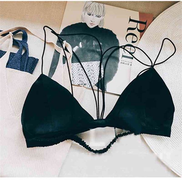 

women's no steel ring underwear color silk bra, Black;white