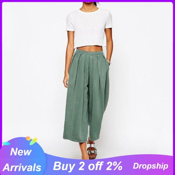 

women's pants & capris 2021 loose plus size long women summer trousers casual basic cotton vintage pantalones mujer, Black;white