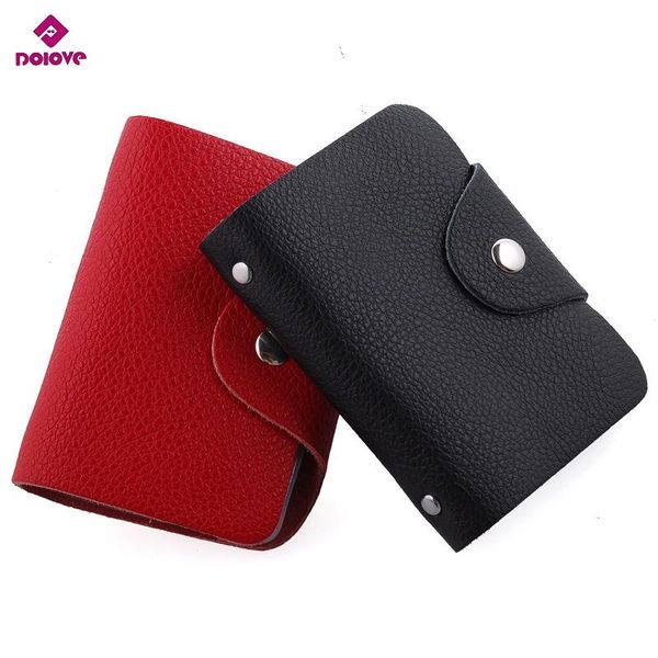 

card holders dolove selling 100% genuine cow leather holder korea fashion women&men's name bank wallet 26 slots, Brown;gray
