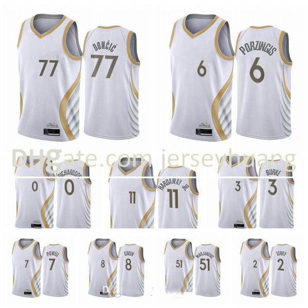 

dallasmavericksmen luka doncic kristaps porzingis 2020-21 white city basketball jersey new uniform, Black;red