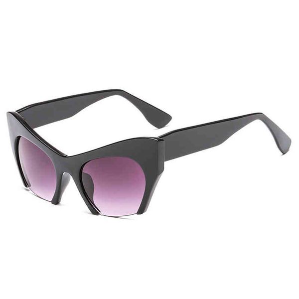 

women's half frame sunglass women's fashion trend cat's eye flat lens eyeglass frame 1536bkz1, White;black