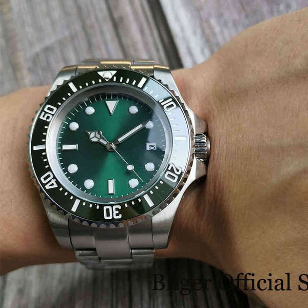 

44mm lightning green big suurst mechanical men's watch born oyster tape screw crown ceramic insert sterile deployment closing, Slivery;brown