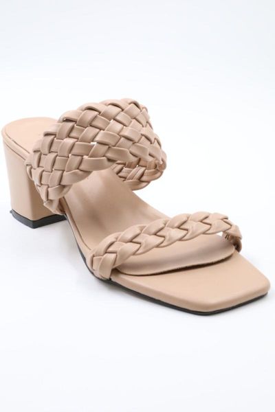 

sandals 6033 beige short heels women, Black