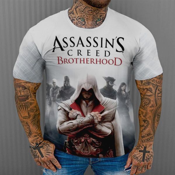 

men's t-shirts assassins creed valhalla 3d print t-shirt summer men women fashion casual streetwear short sleeve, White;black