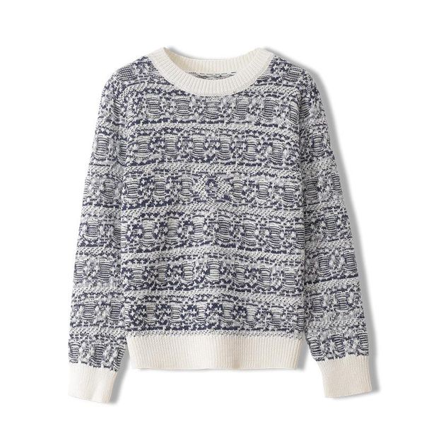 

women's sweaters women knitting sweater autumn striped knitted pullovers jacquard elegant warm female long sleeve loose jumpers lady lu, White;black